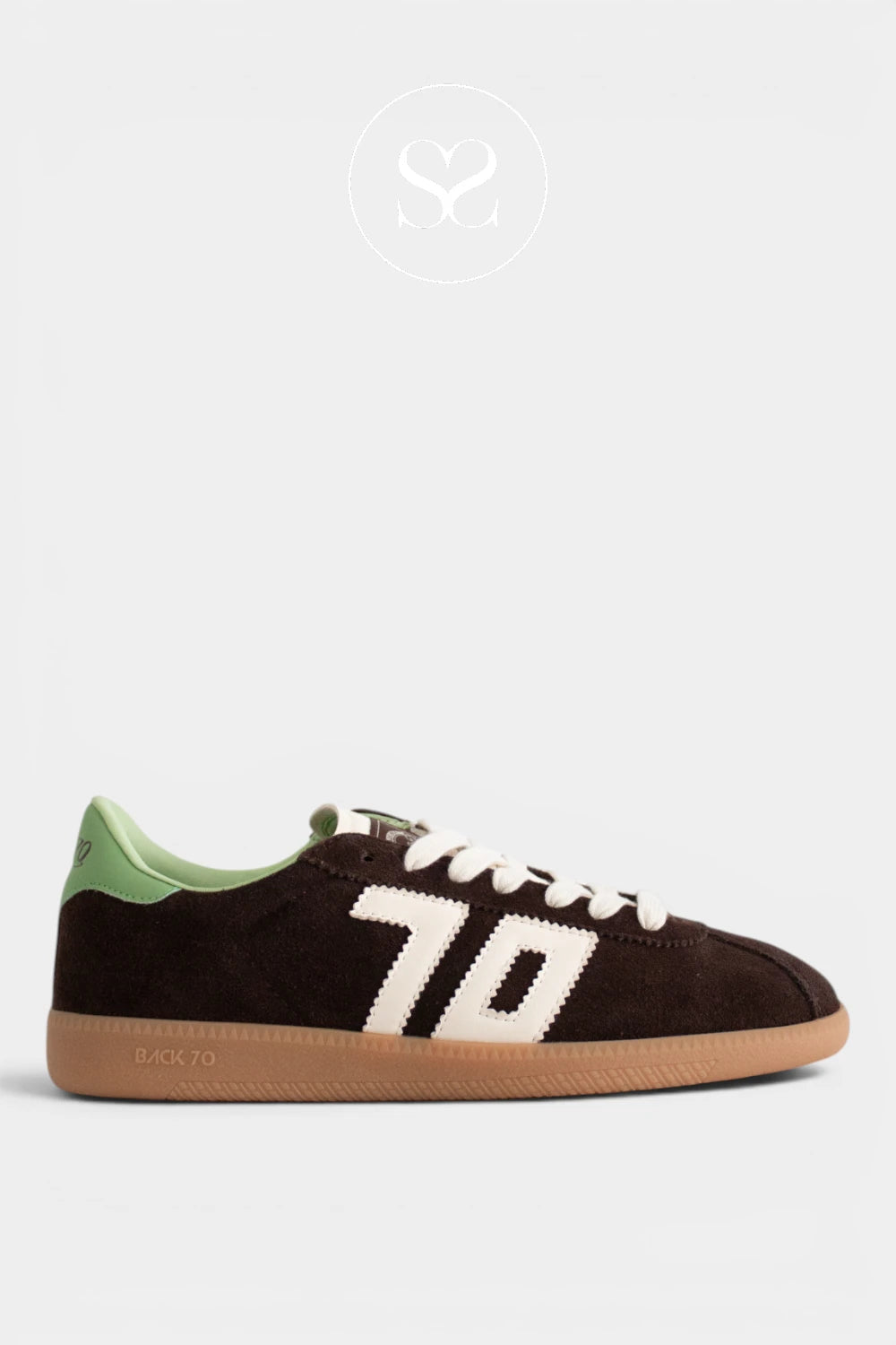 BACK70 Brown Suede Slim Retro Trainers - Shelly