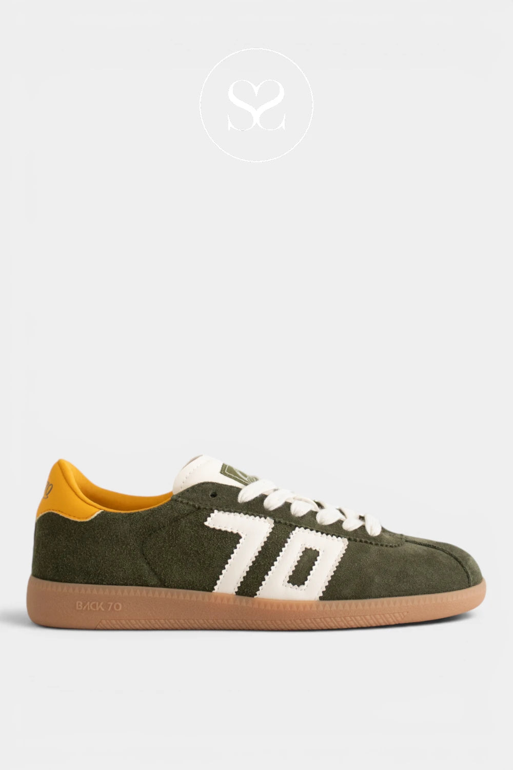 BACK70 Forest Green Suede Slim Retro Trainers - Shelly