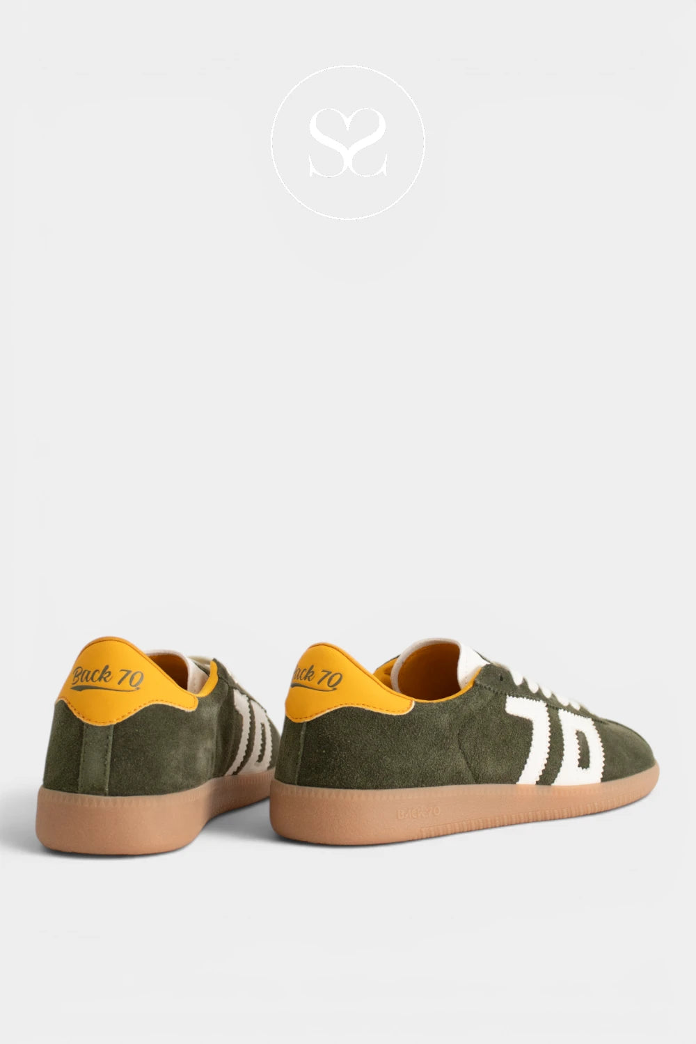 BACK70 Forest Green Suede Slim Retro Trainers - Shelly