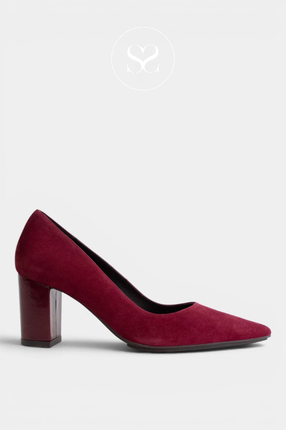 Lodi Burgundy Suede Block Heel Court Shoes - Nabil