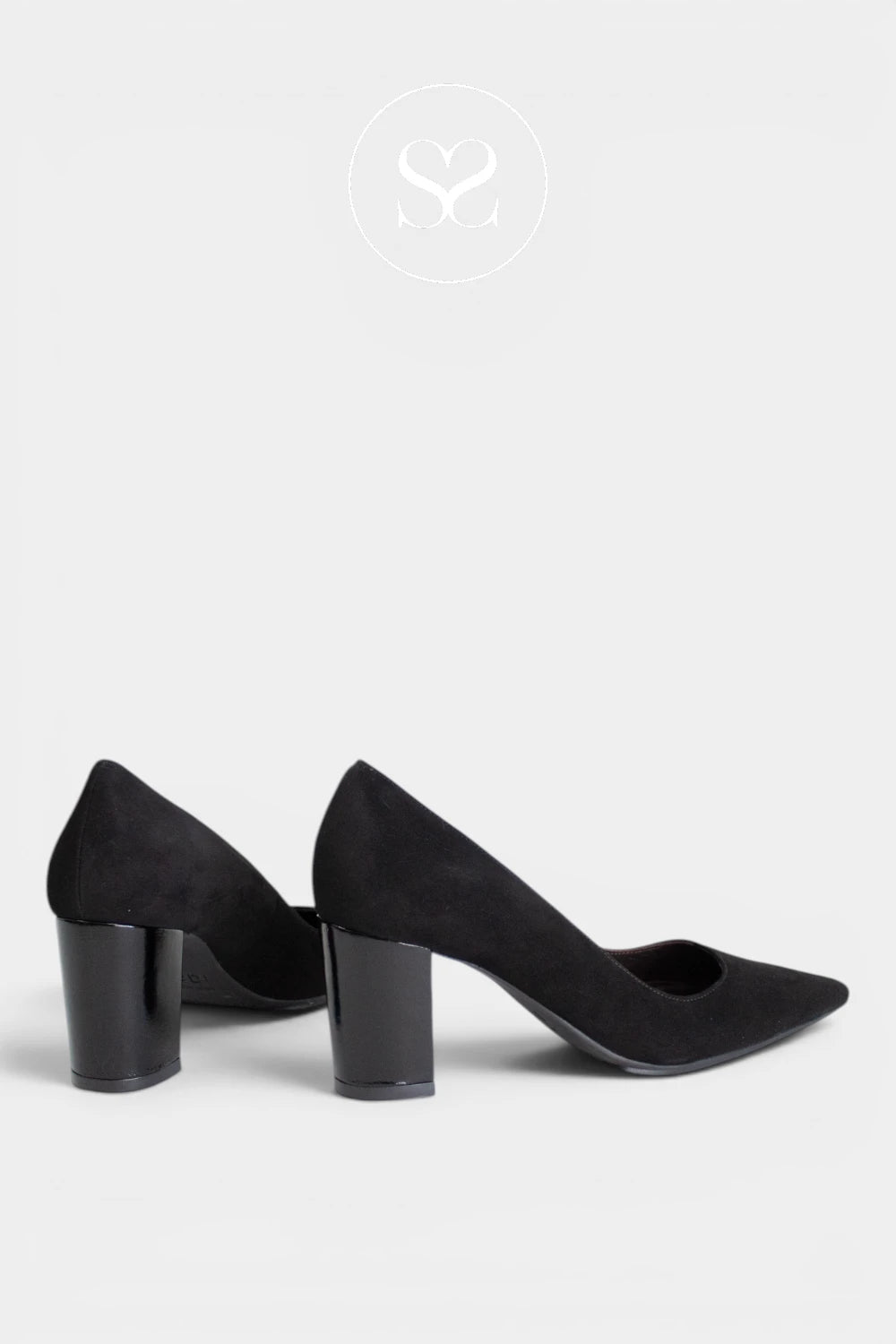 Lodi Black Suede Block Heel Court Shoes - Nabil