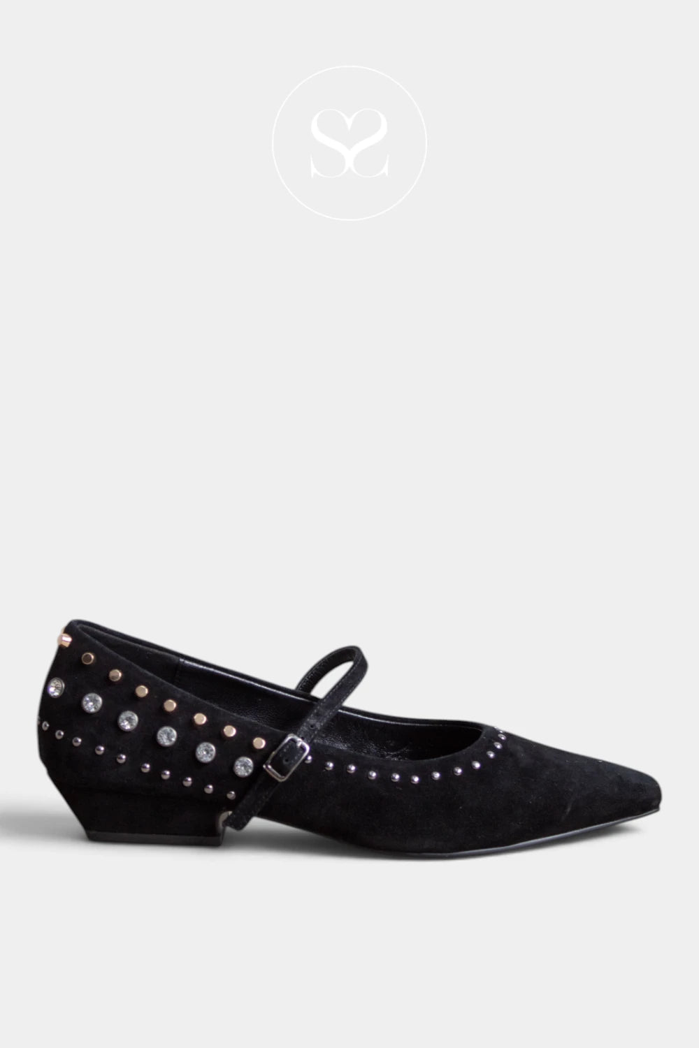 Lodi Black Suede studded Pumps- Niza