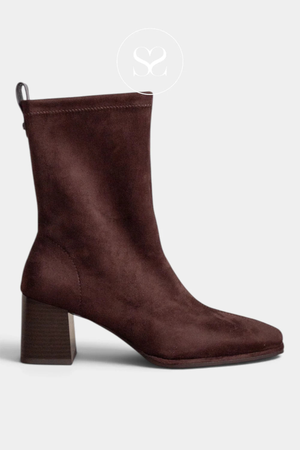 Lodi Brown suede block heel ankle boots - Heka