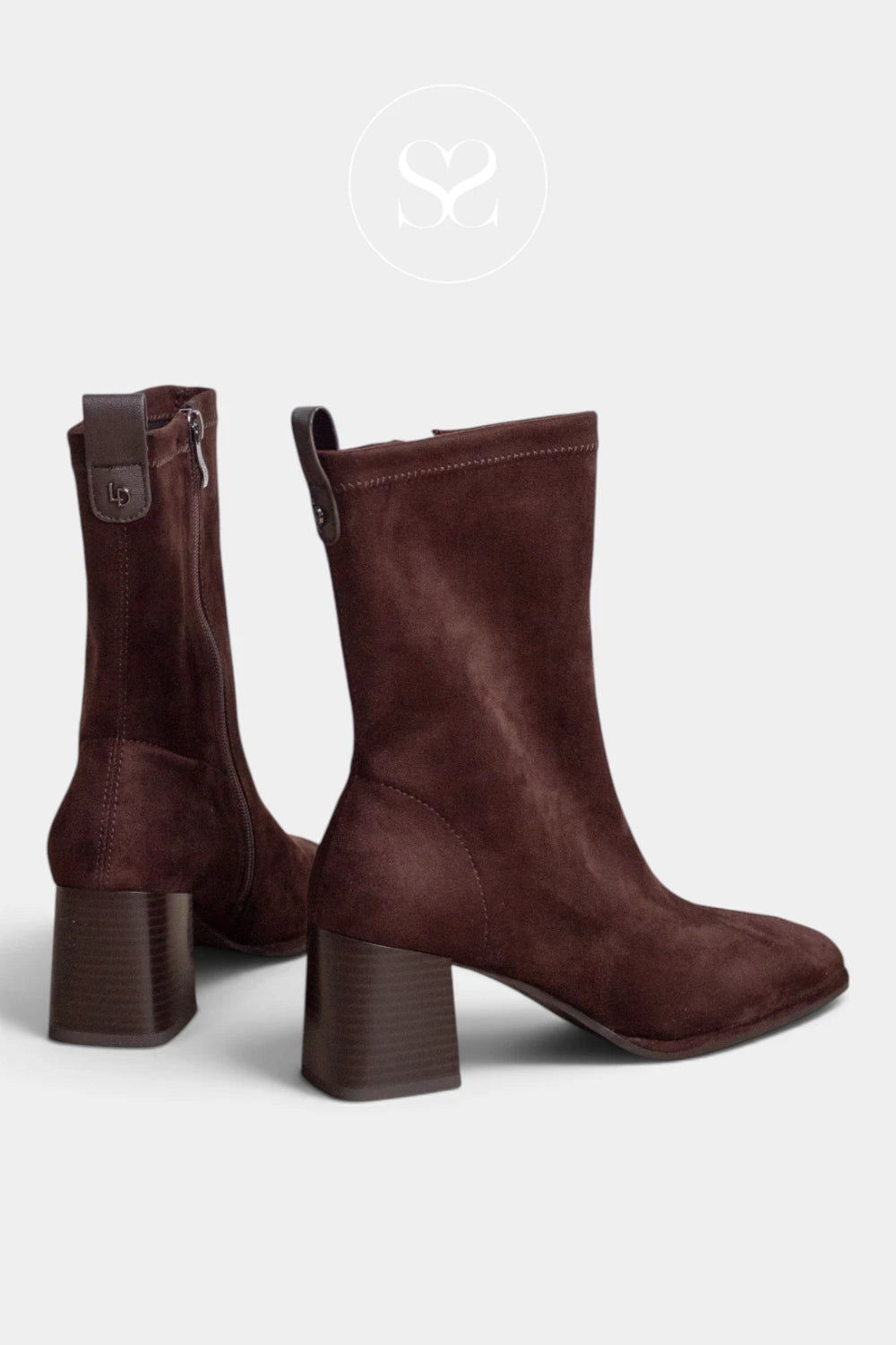 Lodi Brown suede block heel ankle boots - Heka