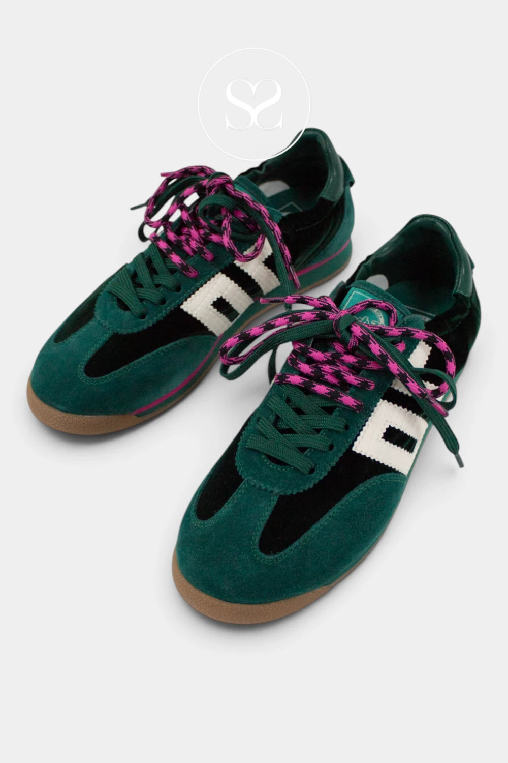 Back 70 Green Suede and Velvet Slim Retro Trainers - Rocket