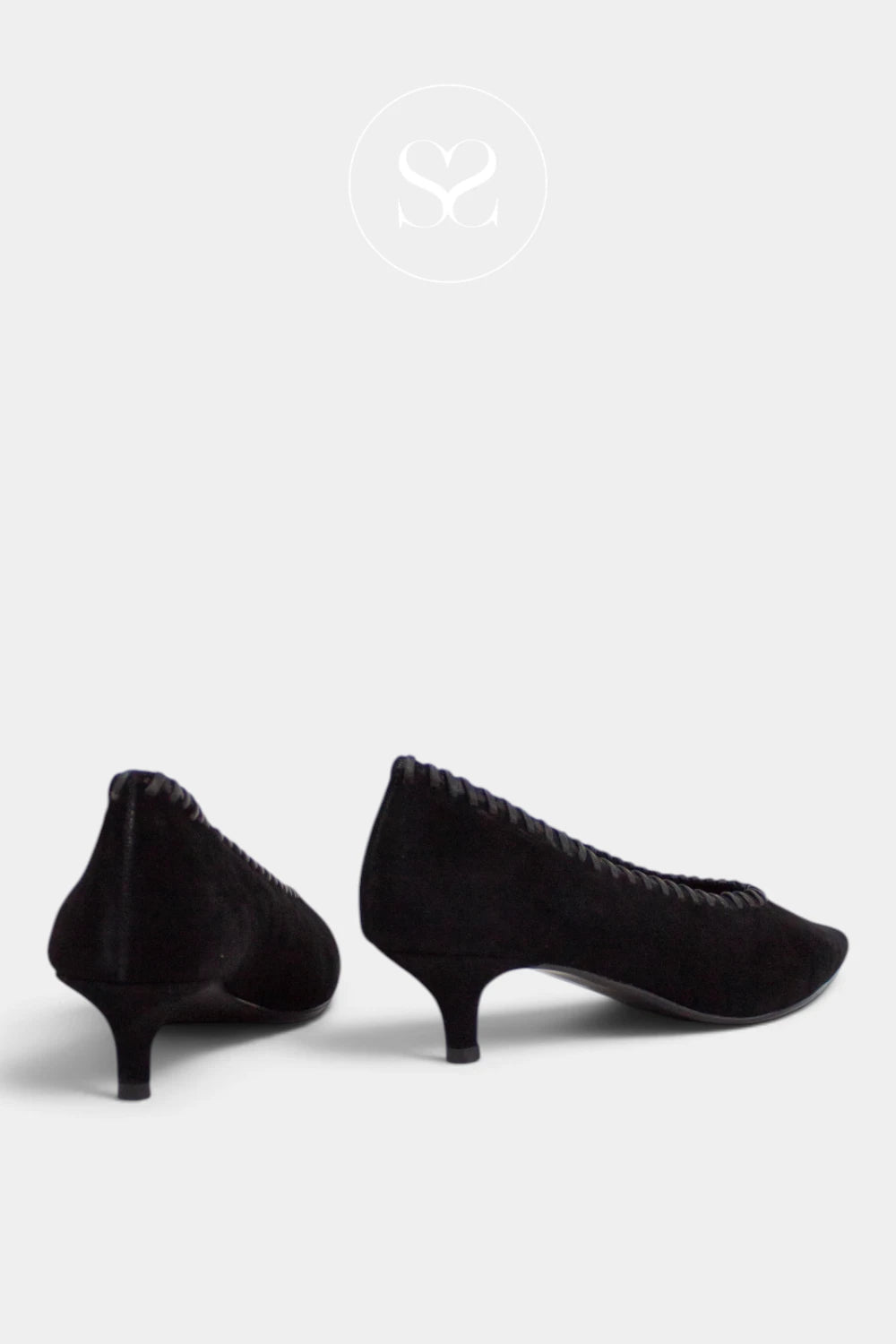 Lodi Black Suede Kitten Heel Court Shoe - A-Diana