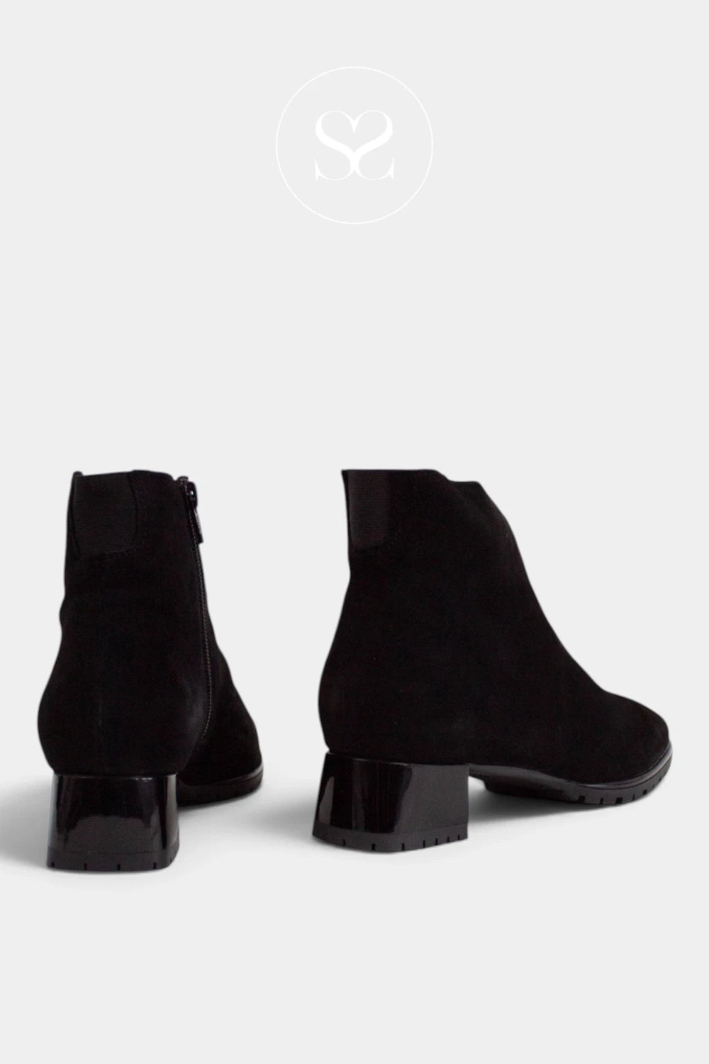 ARA Black Suede Ankle Boots - 12-20007