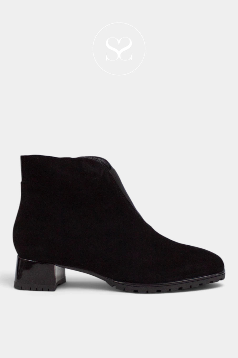 ARA Black Suede Ankle Boots - 12-20007