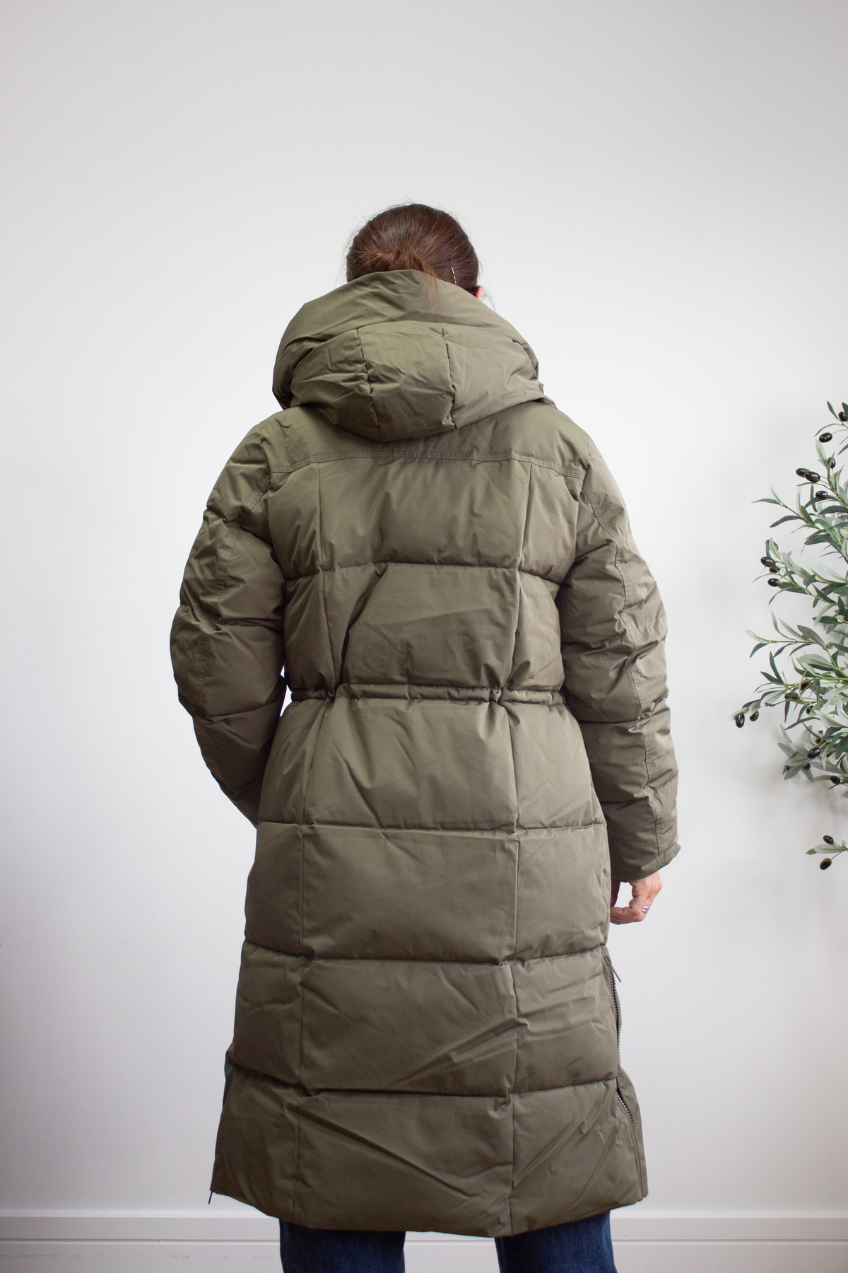 MSCH Copenhagen Khaki Long Puffer Jacket - Pavinaria