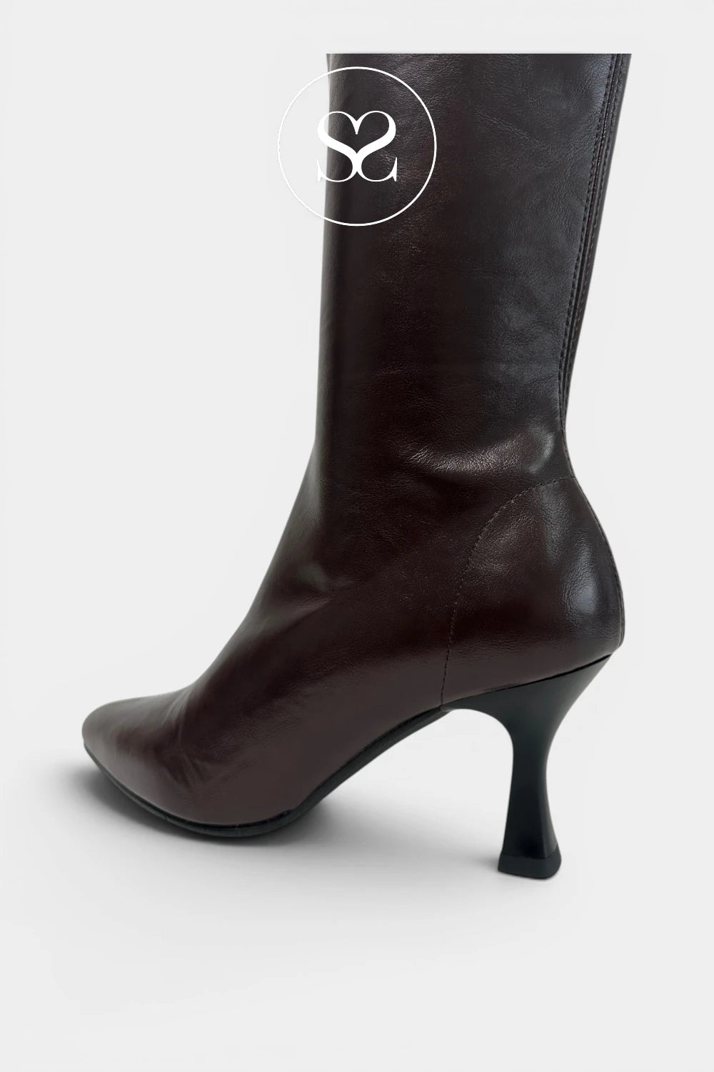 Miss Elastic chocolate brown knee high sock boots