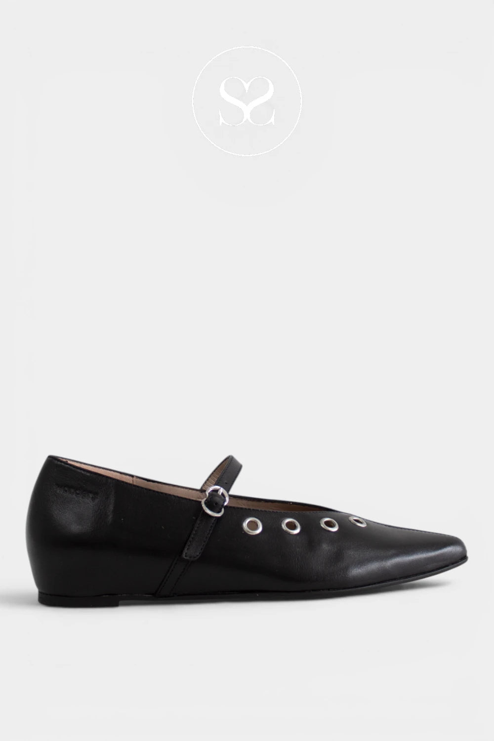 Wonders black leather mary janes with silver metalwork details in Ireland