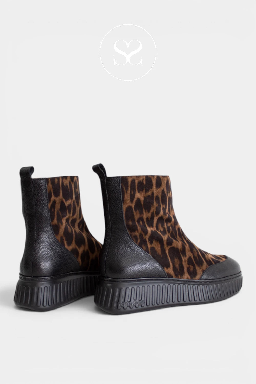 Front zip leopard print ankle boots with a textured finish, pull tab detail and a lightweight chunky outsole for everyday wear - Ireland
