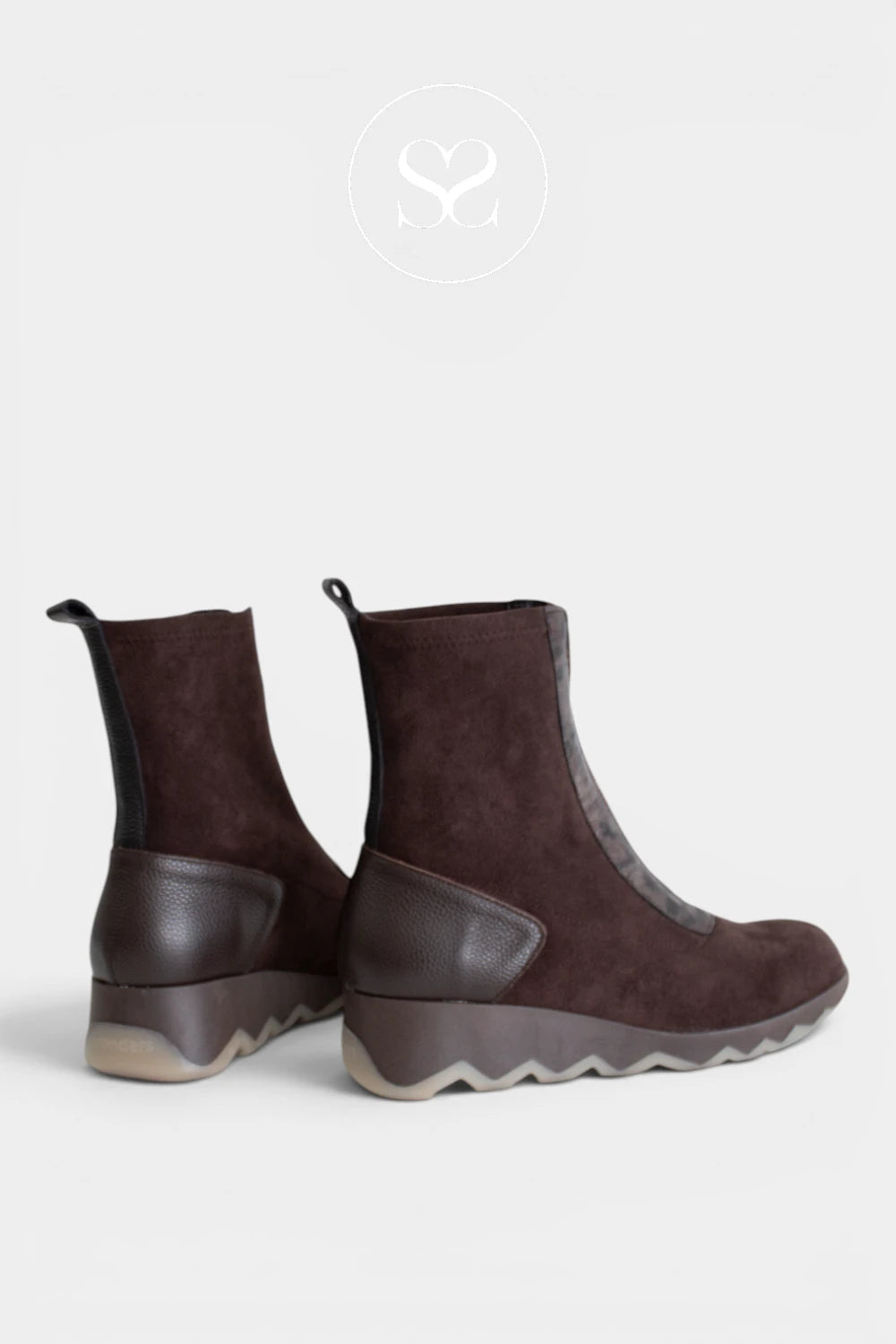 Chocolate brown ankle boots designed with a chunky ridged outsole for extra grip and a contemporary sporty finish for women - Ireland