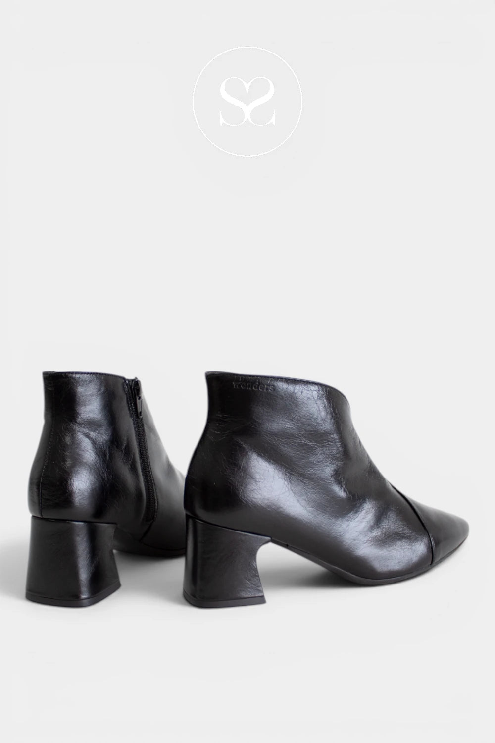 Wonders Black Pointed Heeled Ankle Boots I-9013 Ireland
