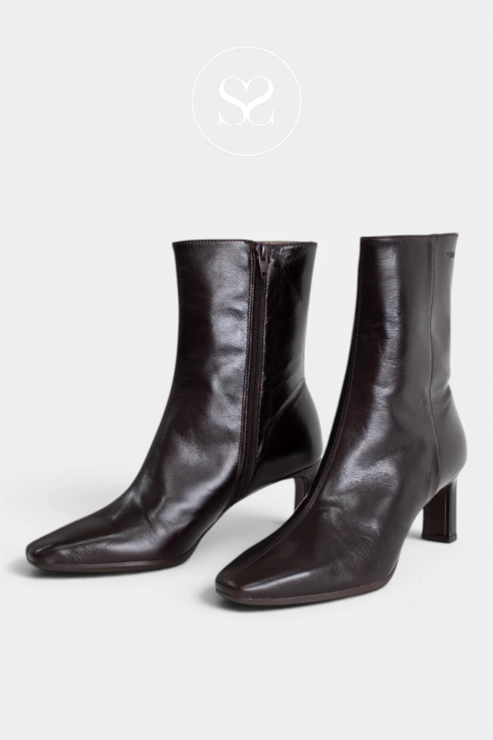 Dark brown dress boots with a smooth leather upper and inside zip fastening for easy everyday wear - Ireland