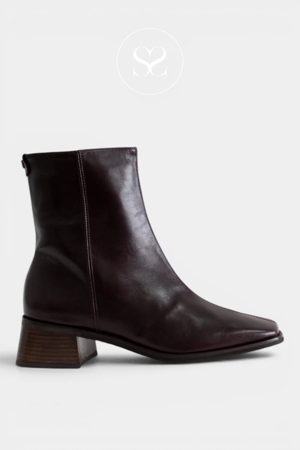 Wonders Chocolate Brown Block Heel Ankle Boots D-1601