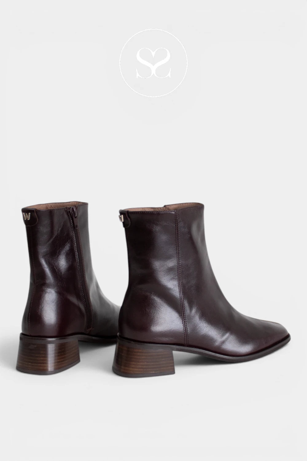 Womens brown low heel boots with squared toe - smart everyday boots - comfortable from Wonders