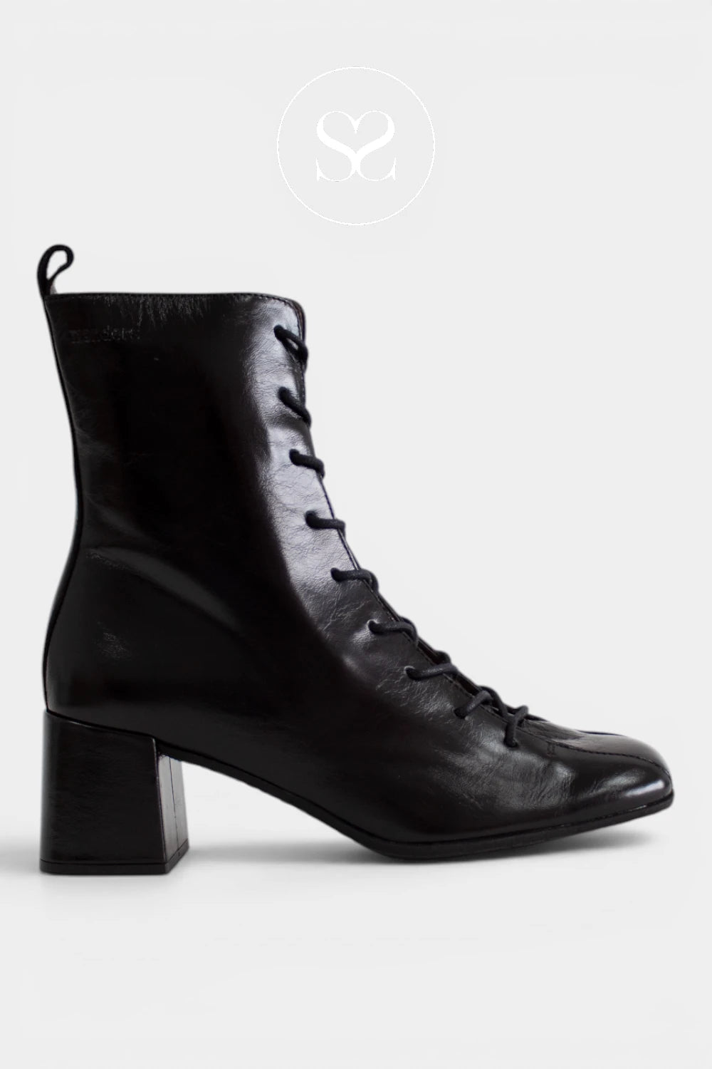 Wonders Black Lace Up Ankle Boots H-7004 for Women - Ireland