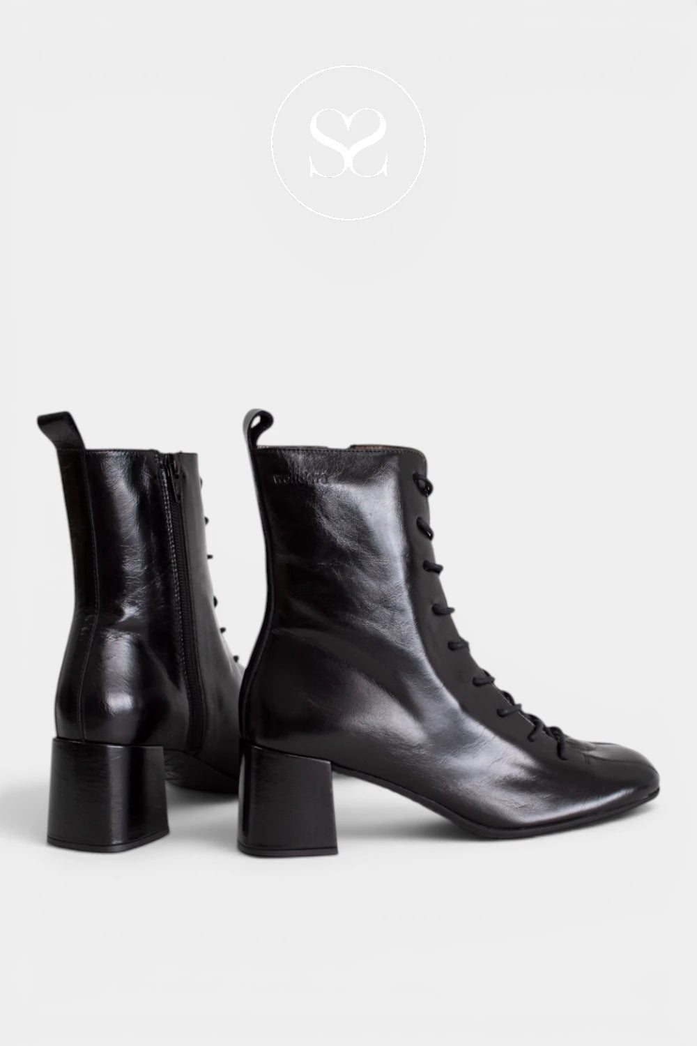 Black lace-up boots for women featuring a mid block heel, side zip fastening and an easy-to-wear ankle-height shape for Women - Ireland