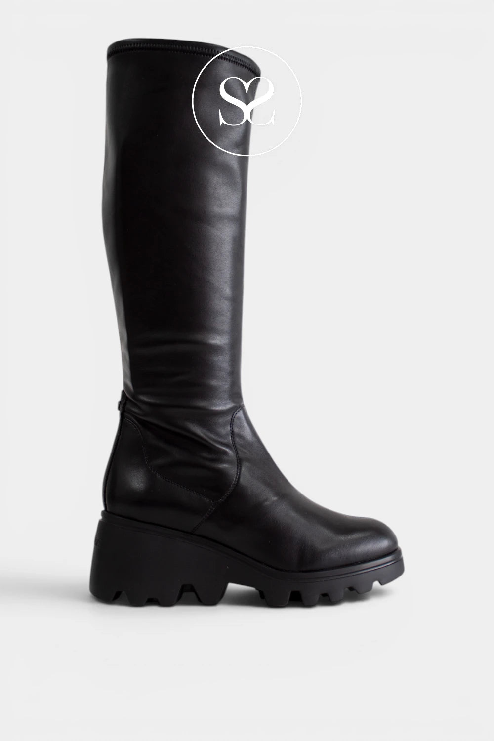 Wonders Black Wedge Knee High Boots - G-7031 for Women - Ireland