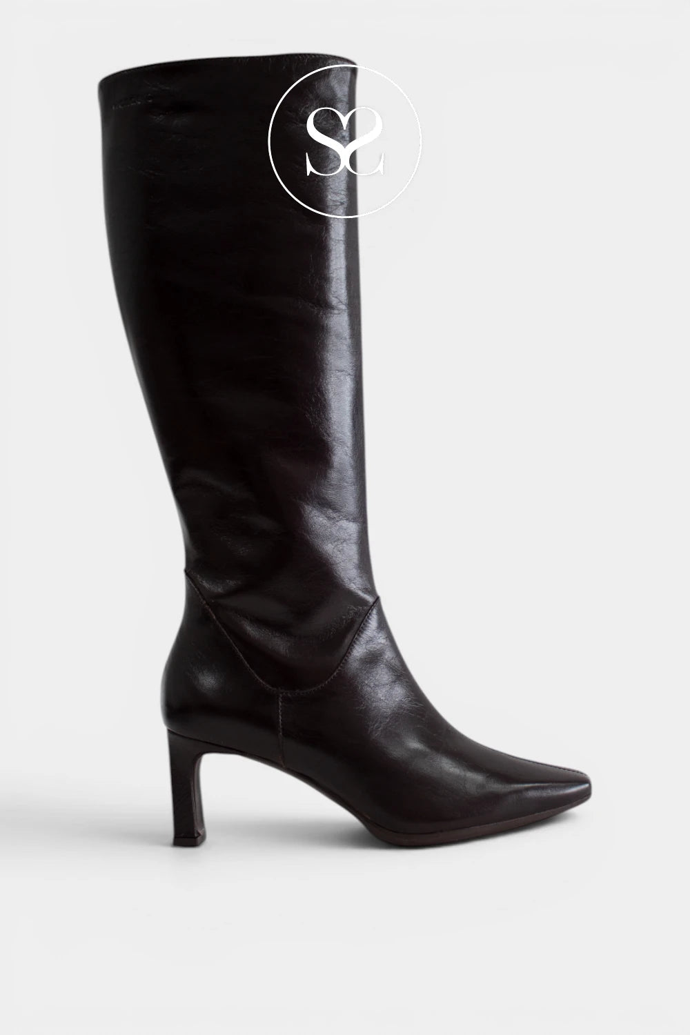 Wonders Chocolate Brown Pointed Heeled Knee High Boots - M-6305 for Women - Ireland