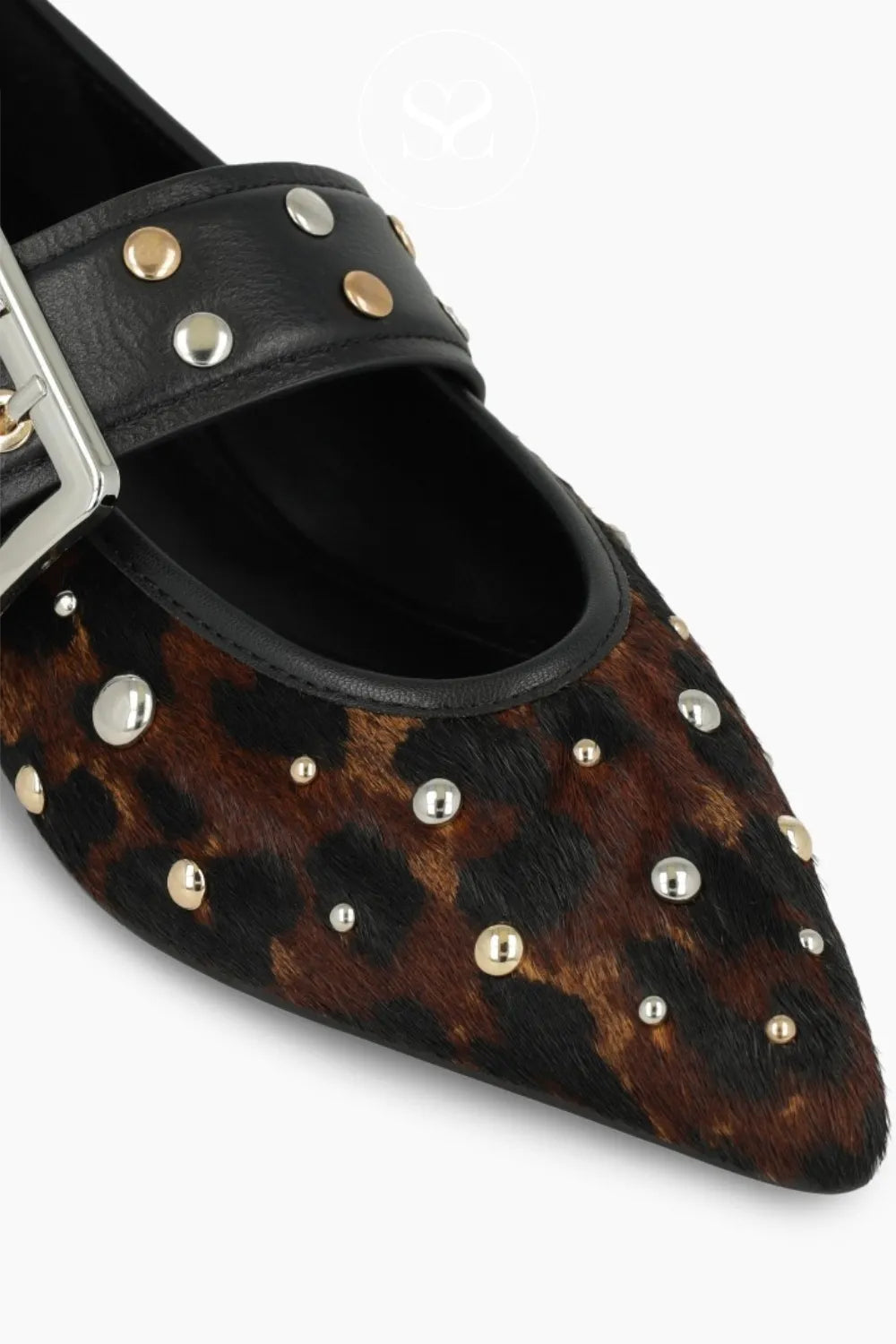 LODI LEOPARD PRINT POINTED TOE PUMP - A-ISQ5670P FOR WOMEN WITH METAL STUD DETAIL AND POINTED TOE