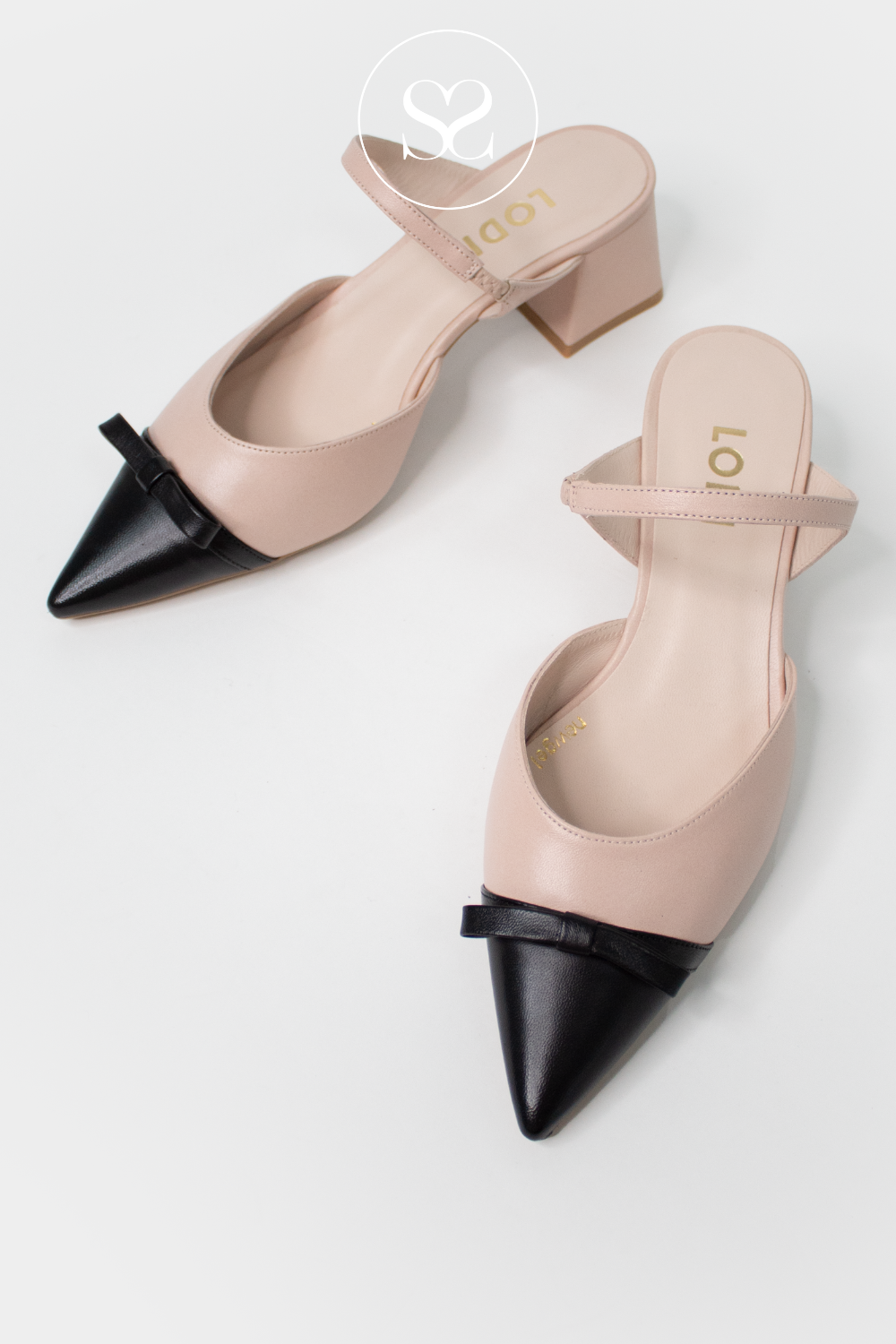LODI CHURE LEATHER SLIP ON LOW BLOCK HEEL WITH GEL CUSHIONING ON THE SOLE