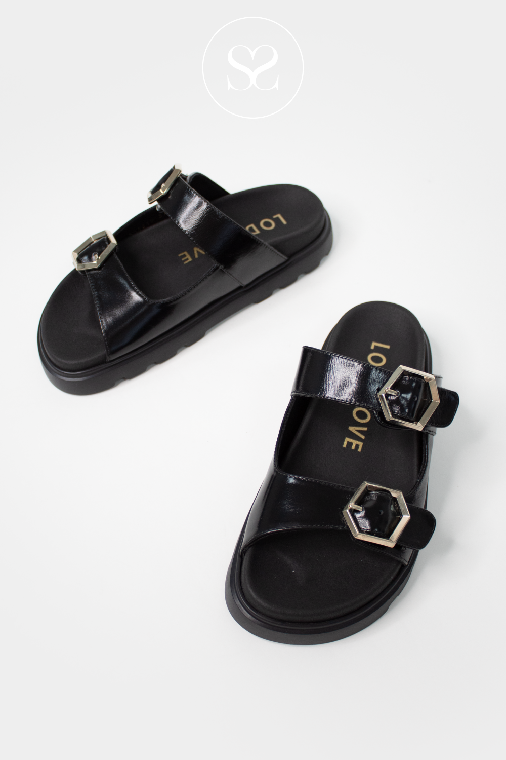 LODI LOVE BLACK SLIP ON CASUAL SUMMER SANDALS
