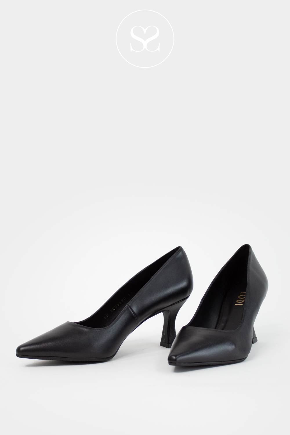 LODI NEW JONA FULL BLACK LEATHER COURT SHOES WITH BLACK INSOLE