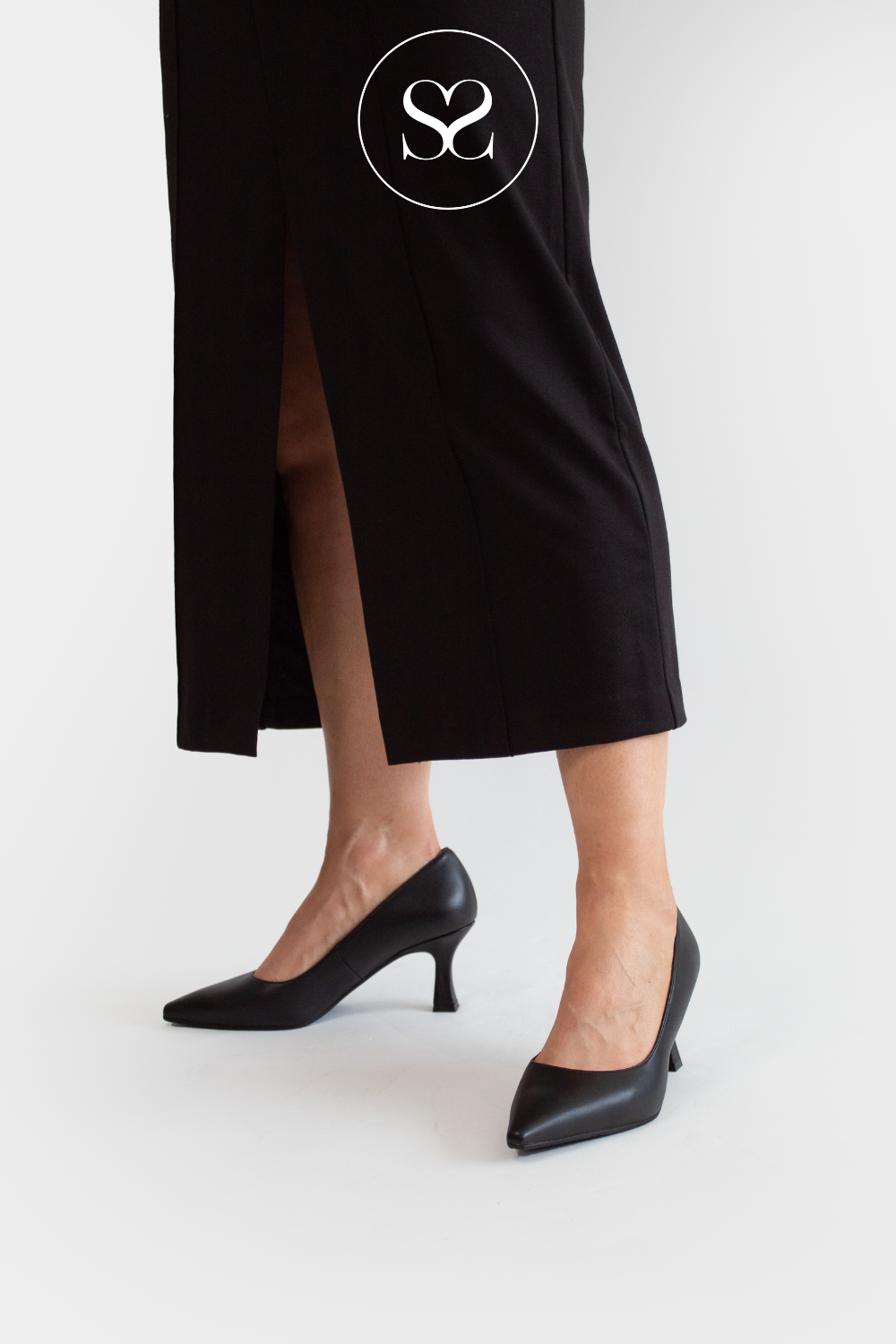 LODI JONA BLACK LEATHER COURT SHOE