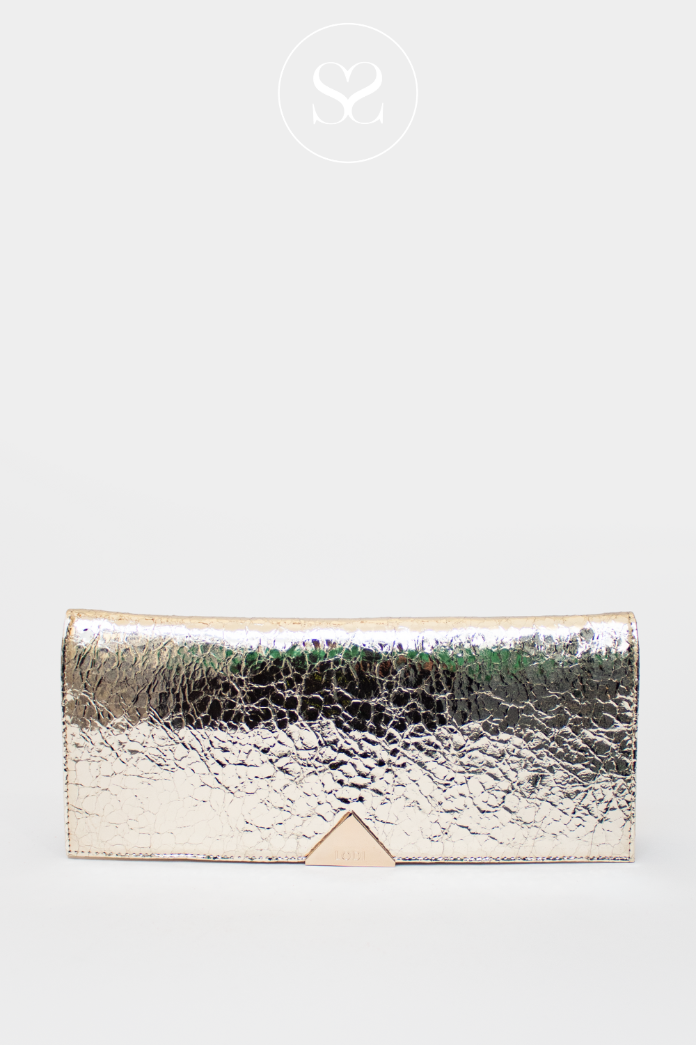 LODI LEATHER CRACKED GOLD CLUTCH BAG