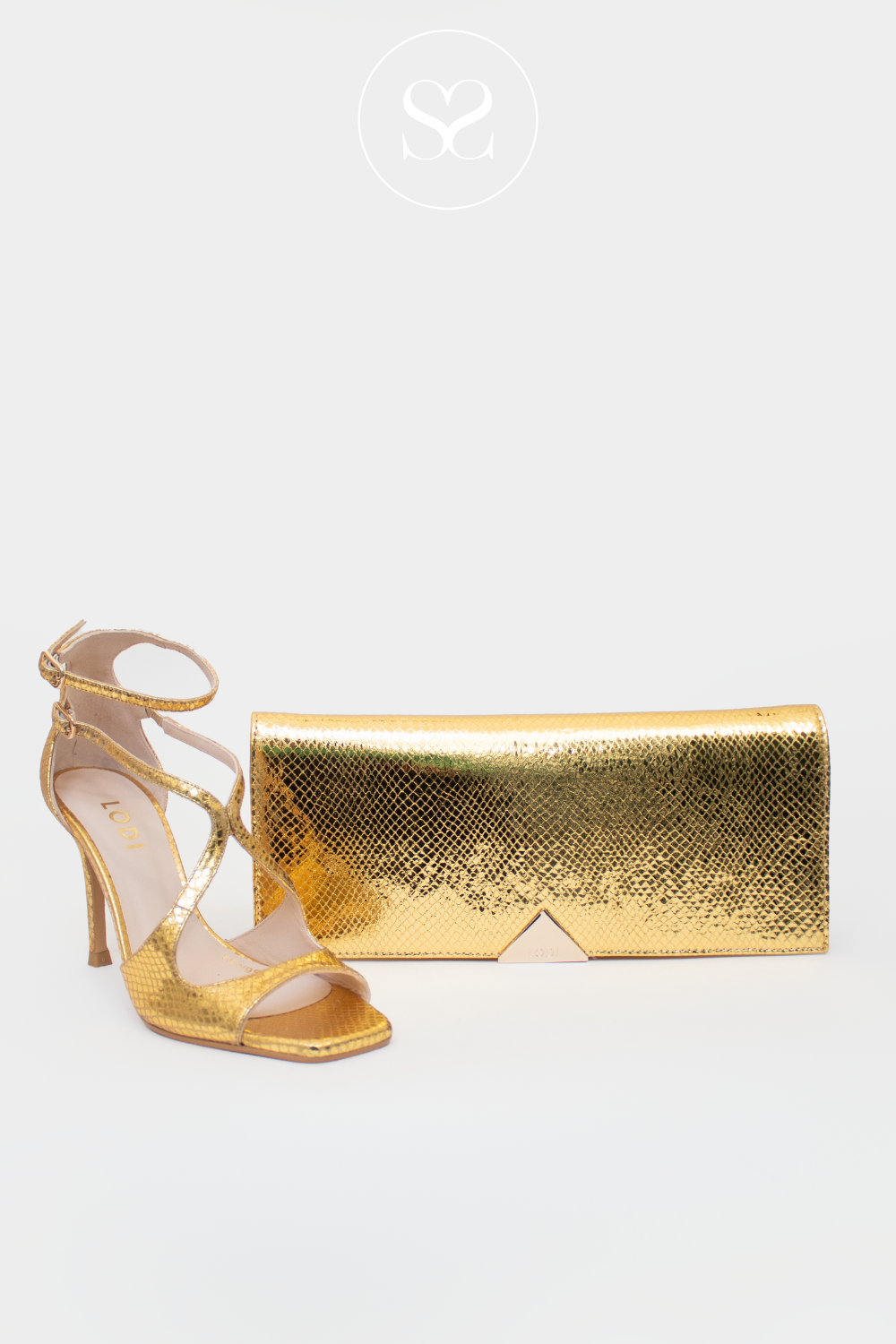 LODI L 1610 ANTIQUE GOLD ENVELOPE CLUTCH BAG LODI SHOES IRELAND