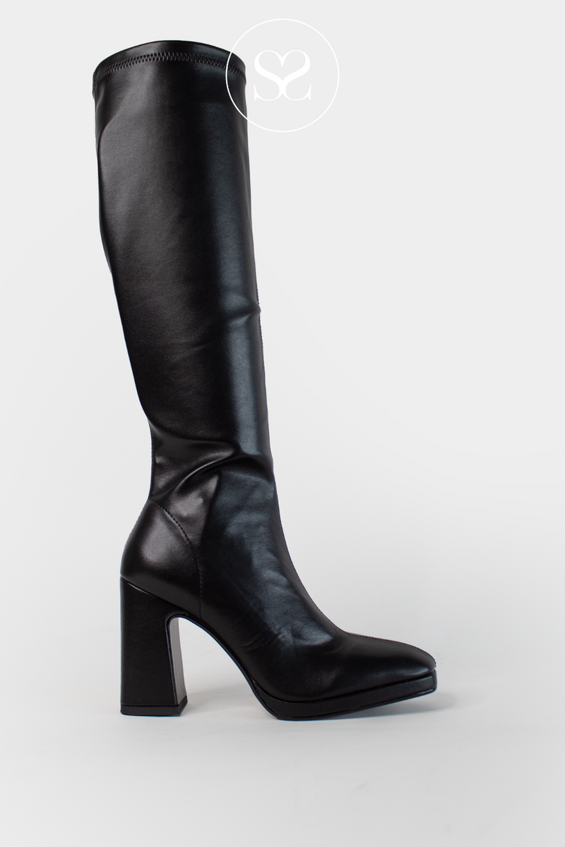 Knee high black leather boots hot sale