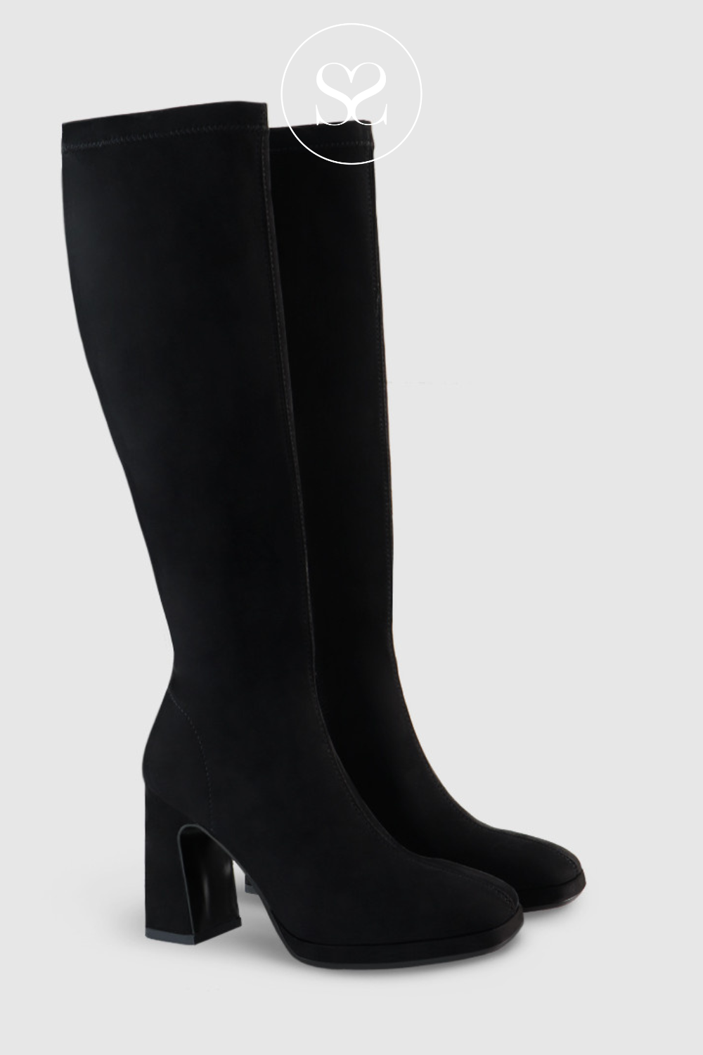 LODI LIMBO BLACK SUEDE STRETCH KNEE HIGH BOOTS LODI SHOES IRELAND
