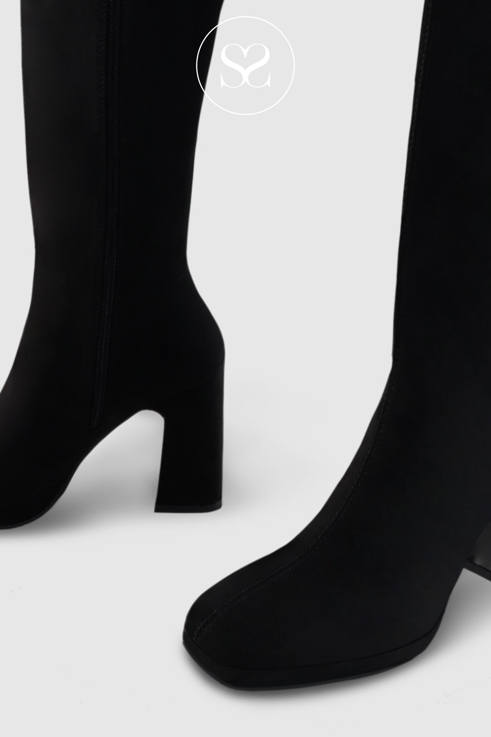 LODI LIMBO BLACK SUEDE STRETCH KNEE HIGH BOOTS