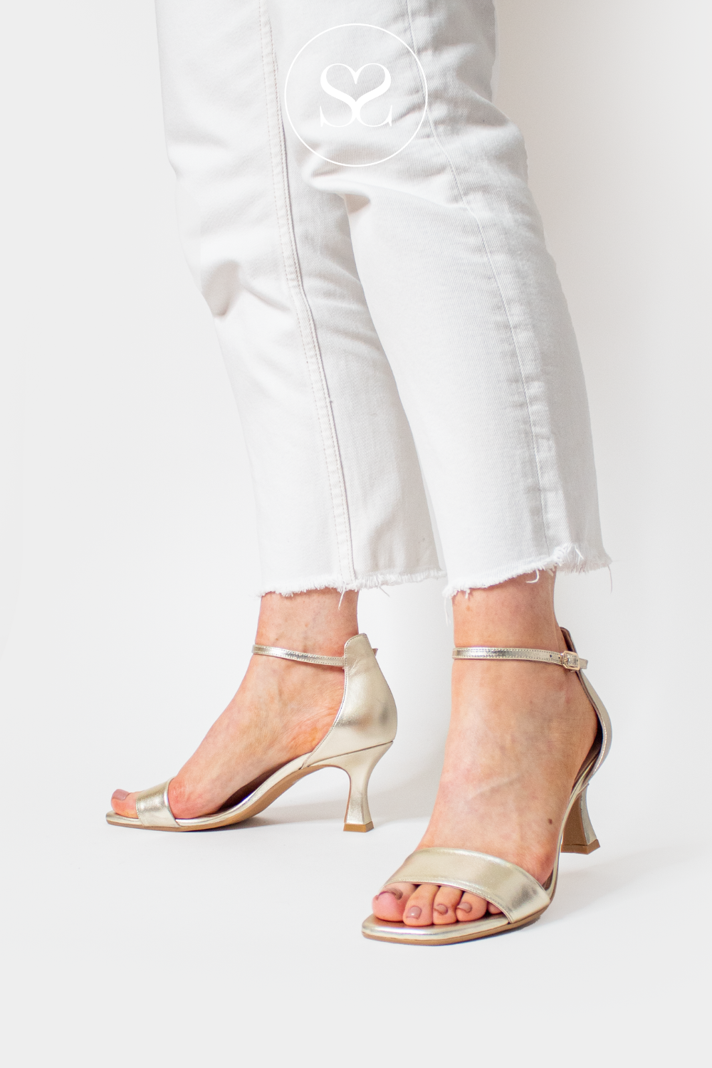 GOLD MID HEEL SANDALS FROM LODI