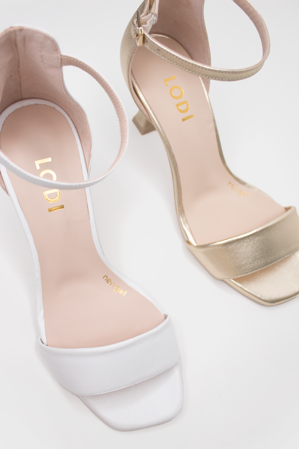 Lisco Heeled sandals from Lodi in White and Gold Leather - Comfortable style