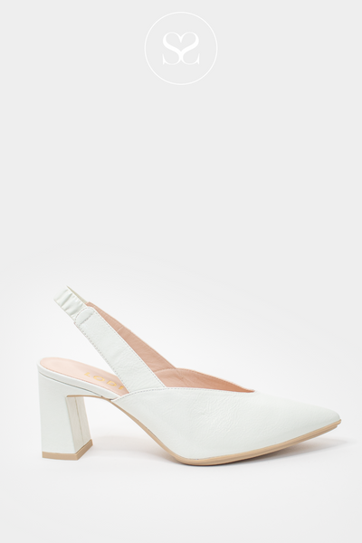 Camel Pointed Block Heel Court Shoes | New Look