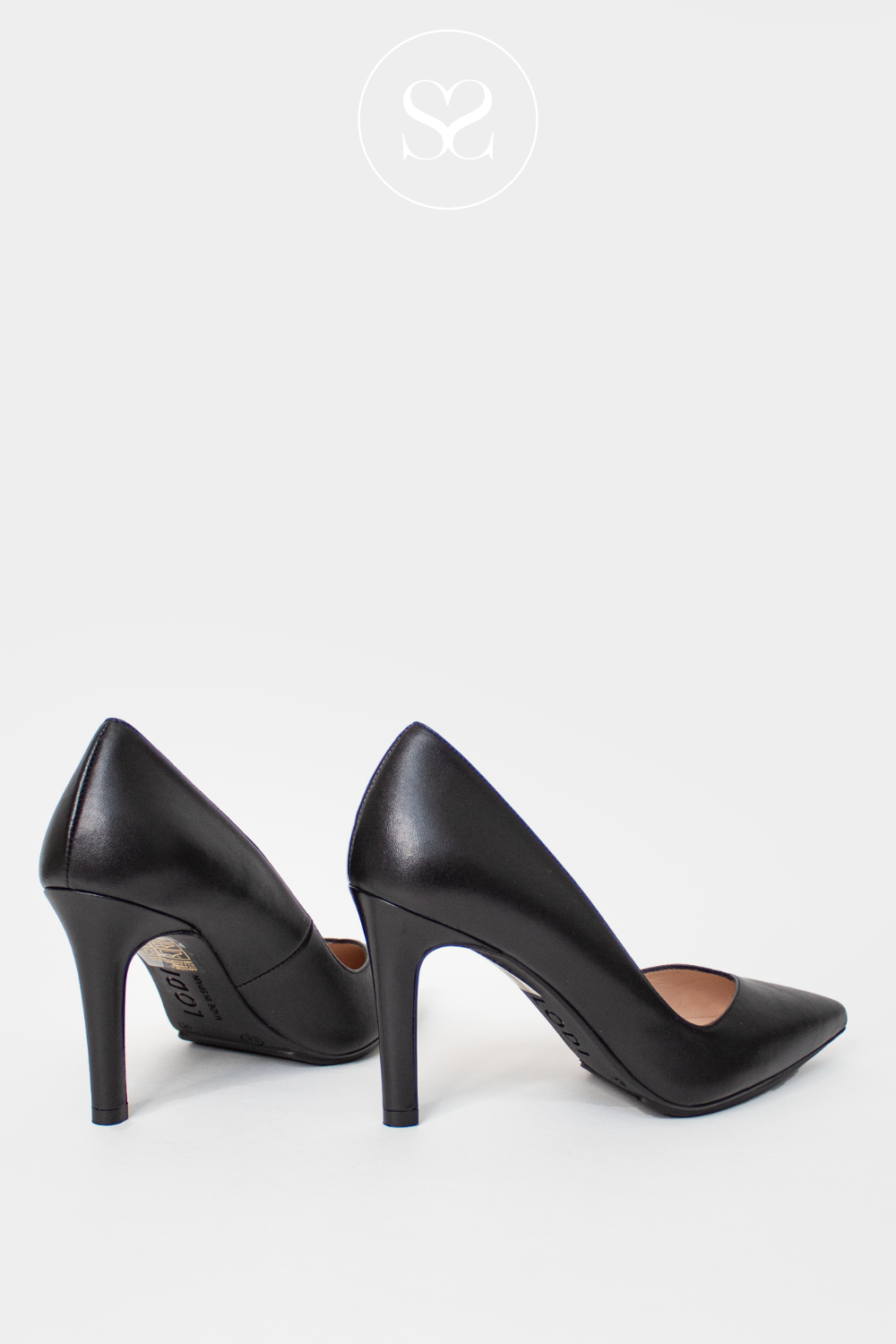 LODI RABOT BLACK LEATHER HIGH HEEL COURT SHOE WITH V-CUT AND STILETTO HEEL