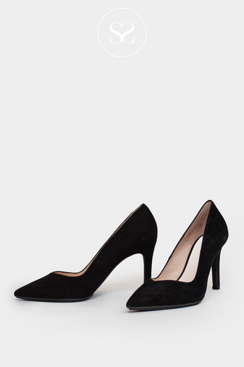 LODI RABOT BLACK SUEDE HIGH HEEL COURT SHOE WITH POINTED TOE