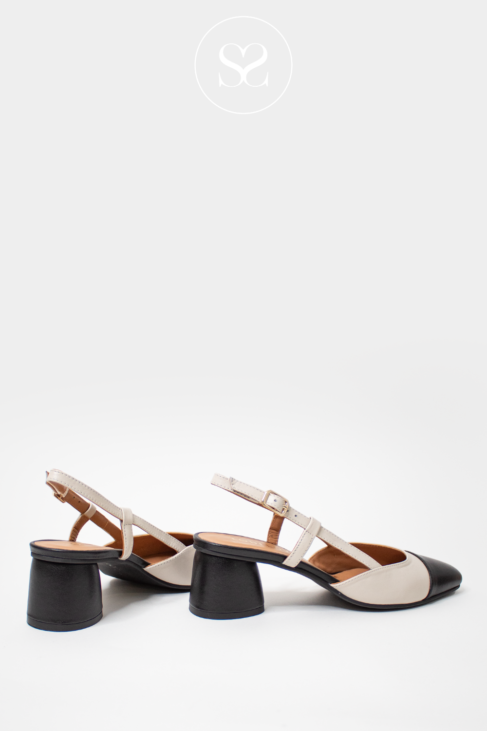 lodi rol4343 black and cream heeled shoes