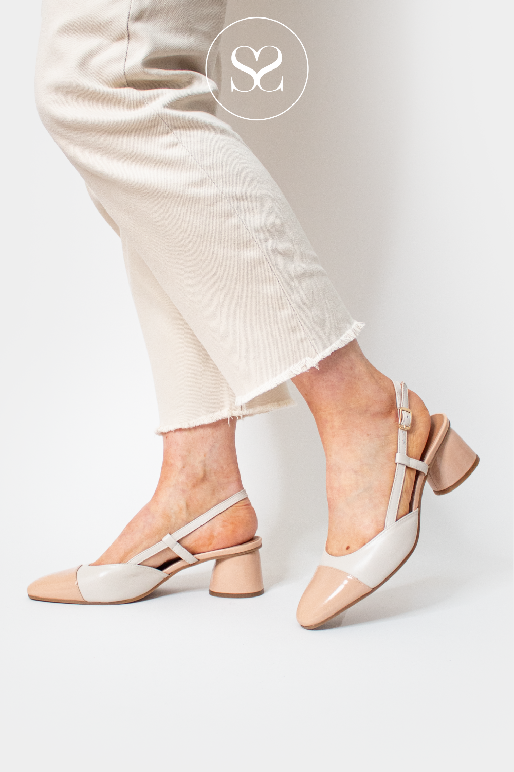 Cream Metallic Bar Accent Slingback Flats - CHARLES & KEITH IN