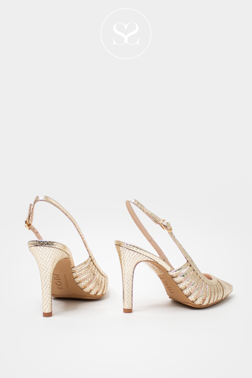 LODI ROSTEL GOLD HIGH HEEL SLINGBACK STILETTO