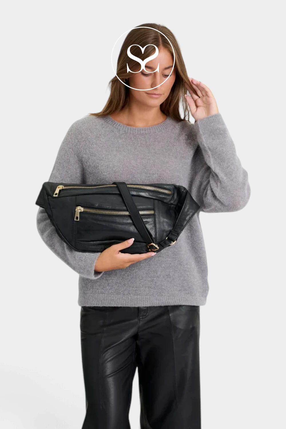 Depeche Black Leather with Gold Hardware Bumbag - 13860