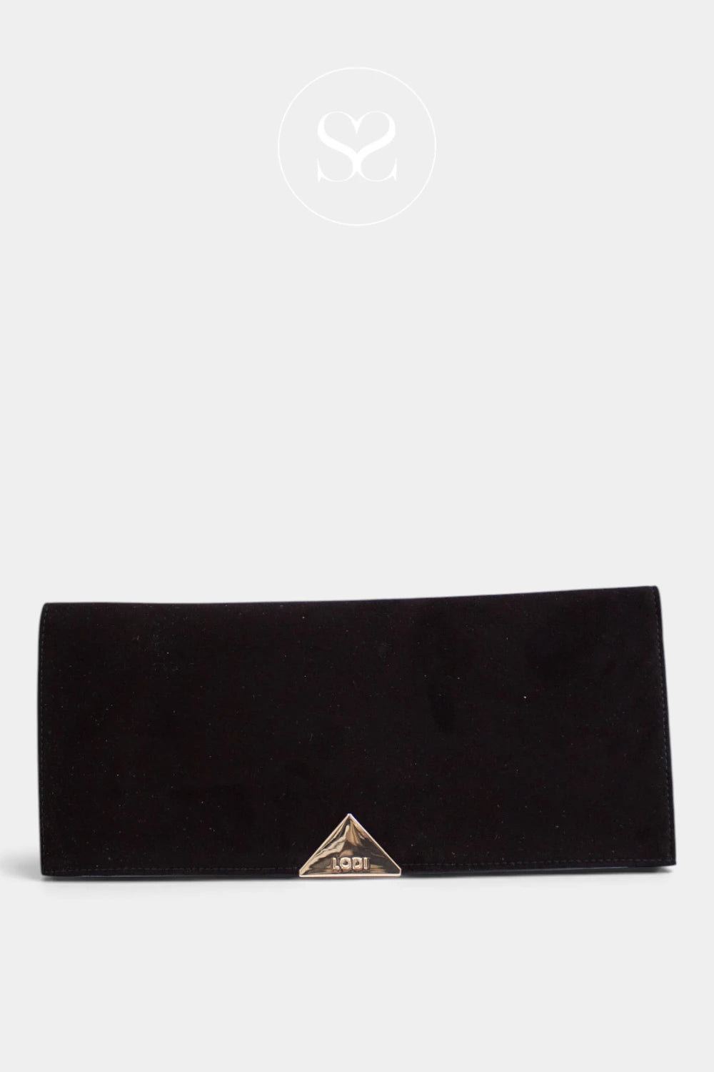 Lodi Black Suede Envelope Clutch Bag - L1900