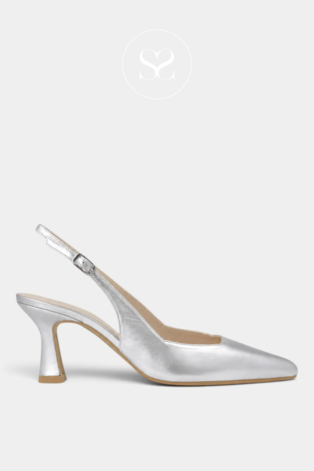 Lodi Gelines Silver Slingback Mid Heels