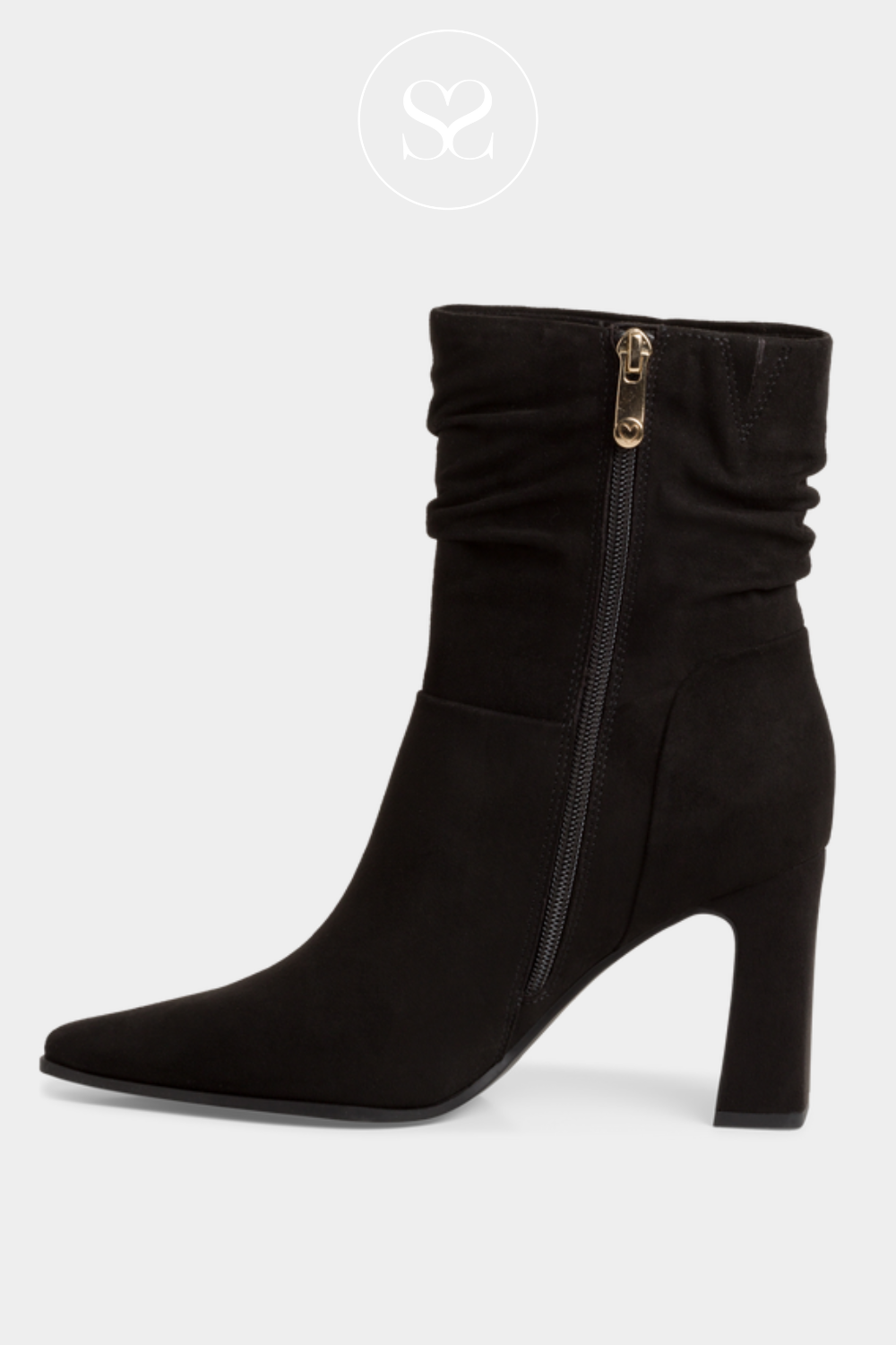 MARCO TOZZI 2-25371 BLACK HEEL SLOUCH ANKLE BOOTS