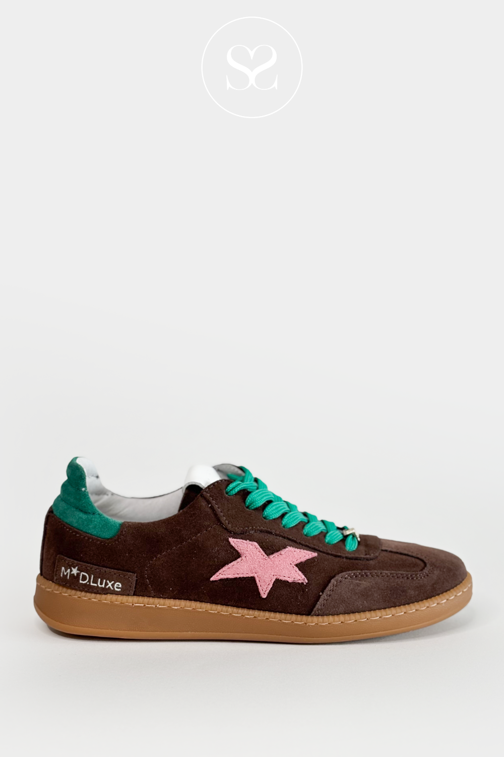 MELINE W-100 LOW PROFILE TRAINERS, WITH GREEN LACE AND REMOVABLE INSOLE