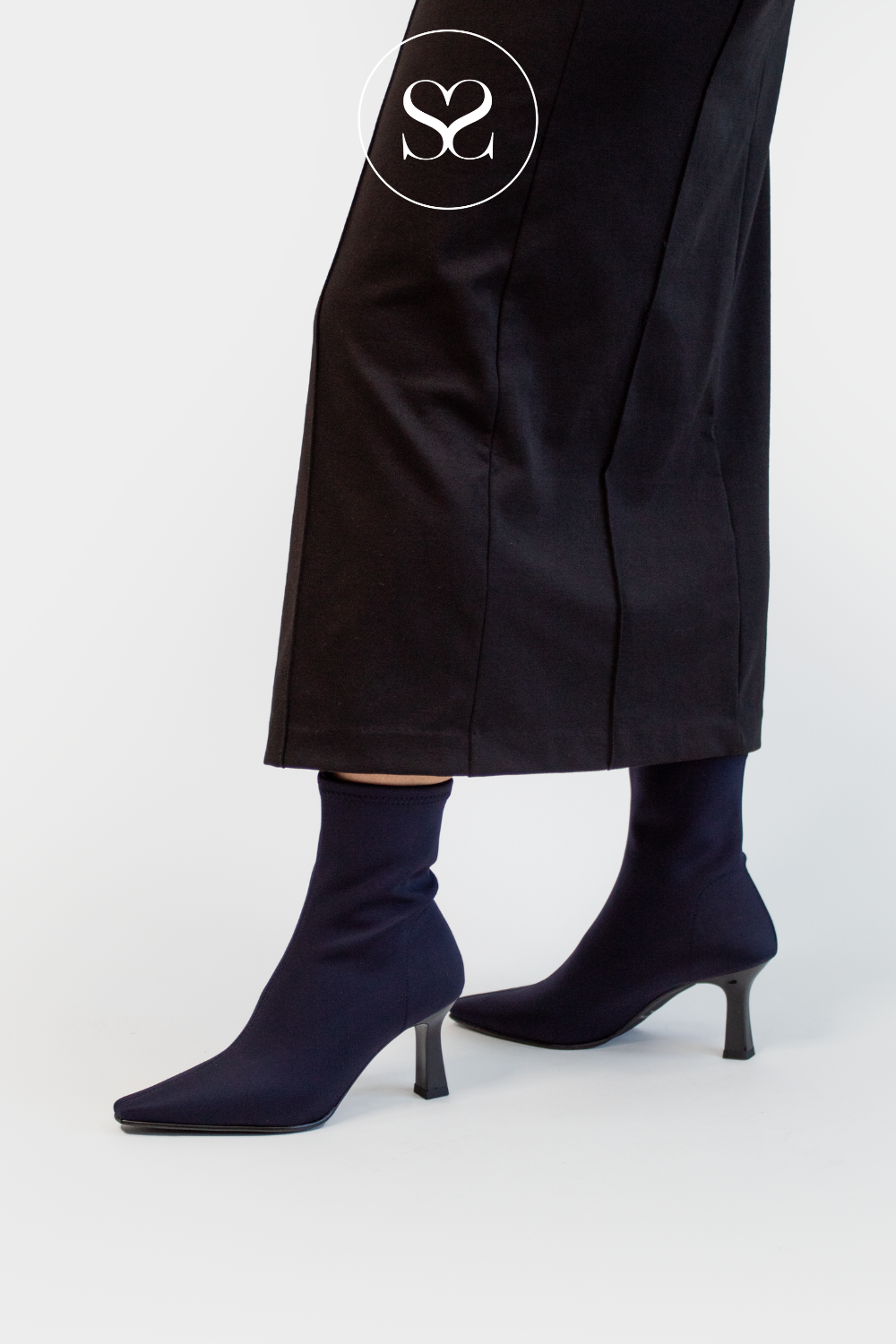 MISS ELASTIC 877644-06 NAVY STRETCH ANKLE BOOTS