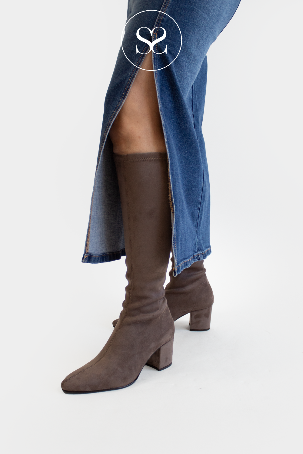 Taupe suede over the knee boots store